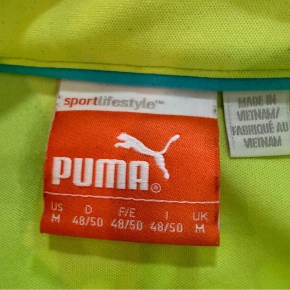 Puma Men's Short Green Blue Striped Dry Cell Button Shirt Sz M - Picture 6 of 12